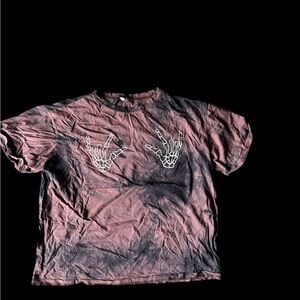 ✨Pink and Black tie-dye skeleton tee✨